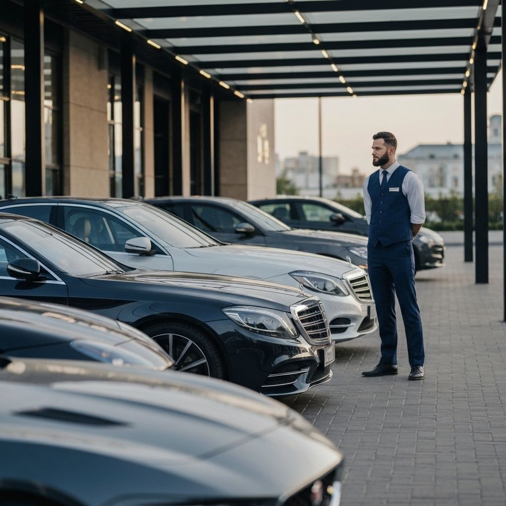 Professional valet service with luxury cars
